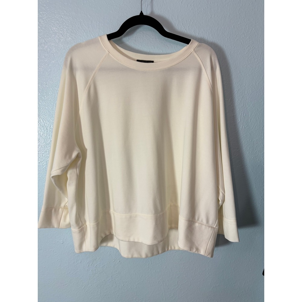 Eileen Fisher Women XL Cream Lyocell Raglan Boxy Top Sweatshirt Quiet Luxury